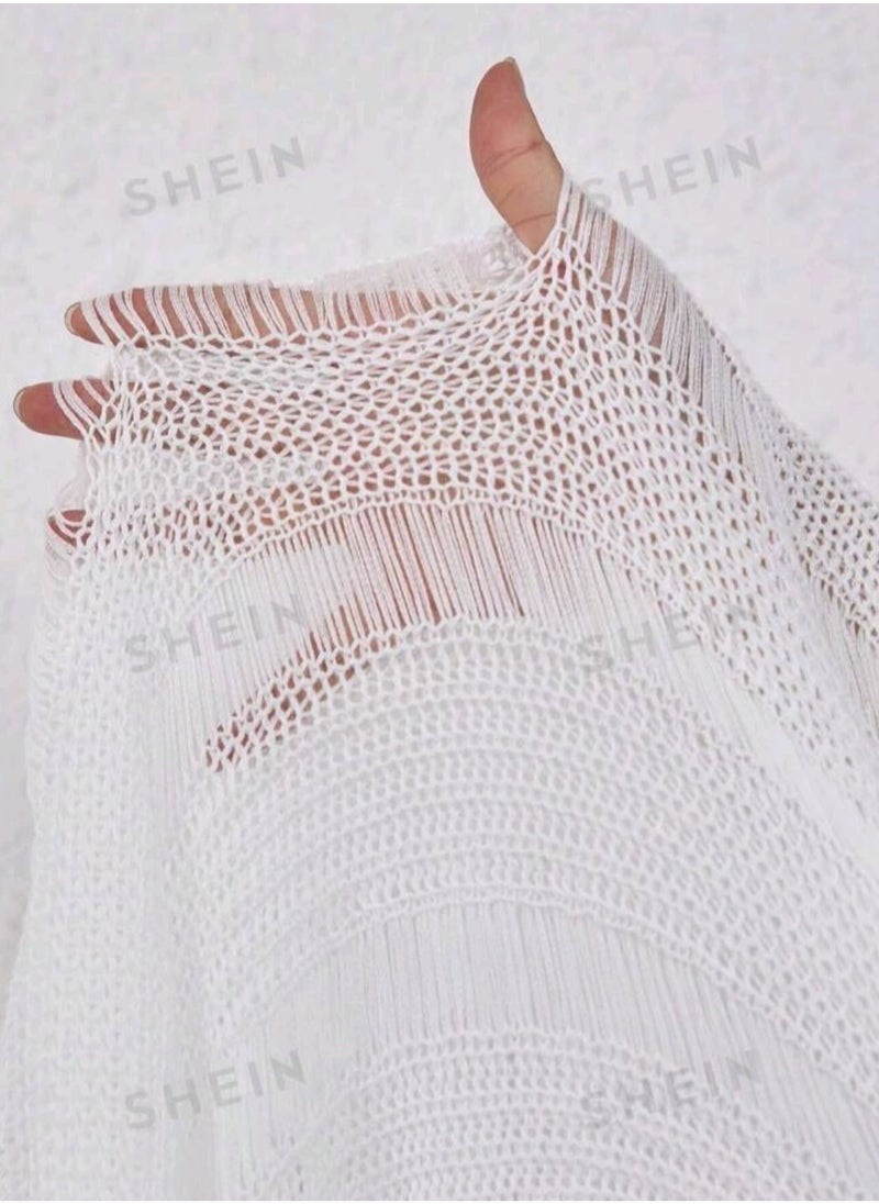 Shein Ladies' Plain And Simple Fringe Shawl For Daily Wear  - Image 5