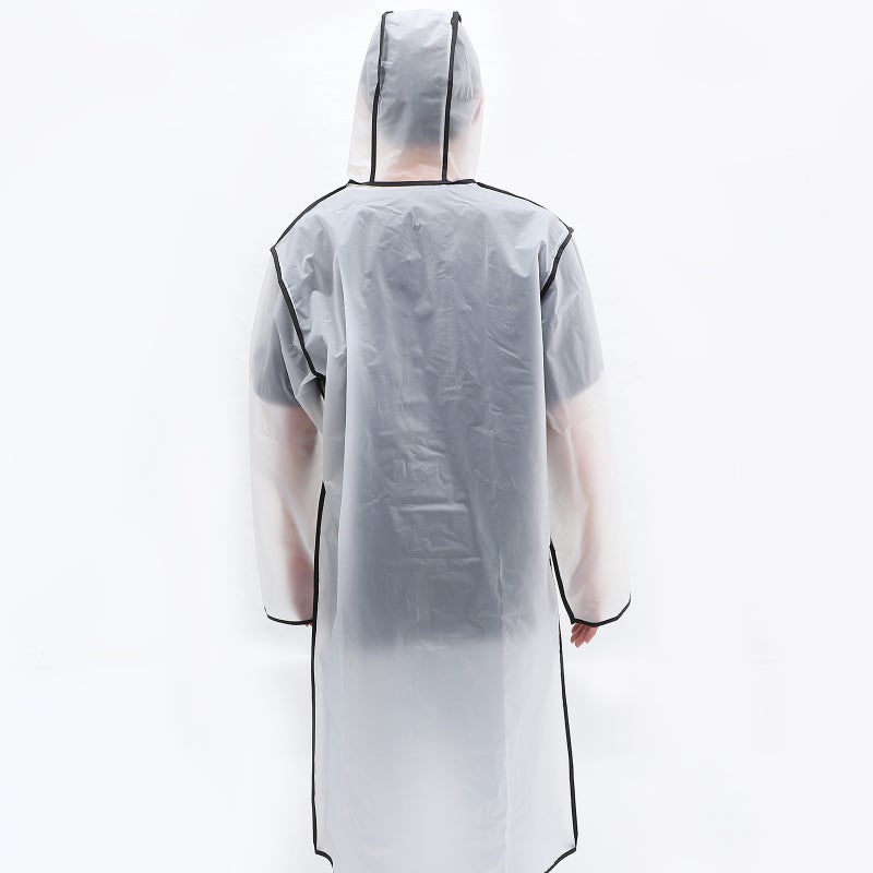 Fashion Transparent Raincoat Hooded Rain Coat Mid- Lightweight Rainwear Black (Black, Size XL) - Image 5
