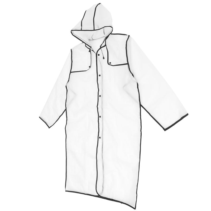 Fashion Transparent Raincoat Hooded Rain Coat Mid- Lightweight Rainwear Black (Black, Size XL) - Image 1
