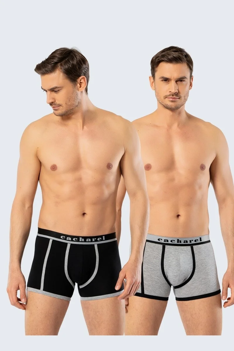 cacharel Men's 2-Pack Printed Boxer Grey/Black Striped