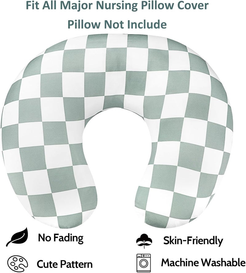 DILIMI Nursing Pillow Cover, Stretchy Removable Case for Breastfeeding Pillows, Ultra Soft Comfortable Slipcover for Baby Girl and Boy, Checkerboard Grid - Image 4