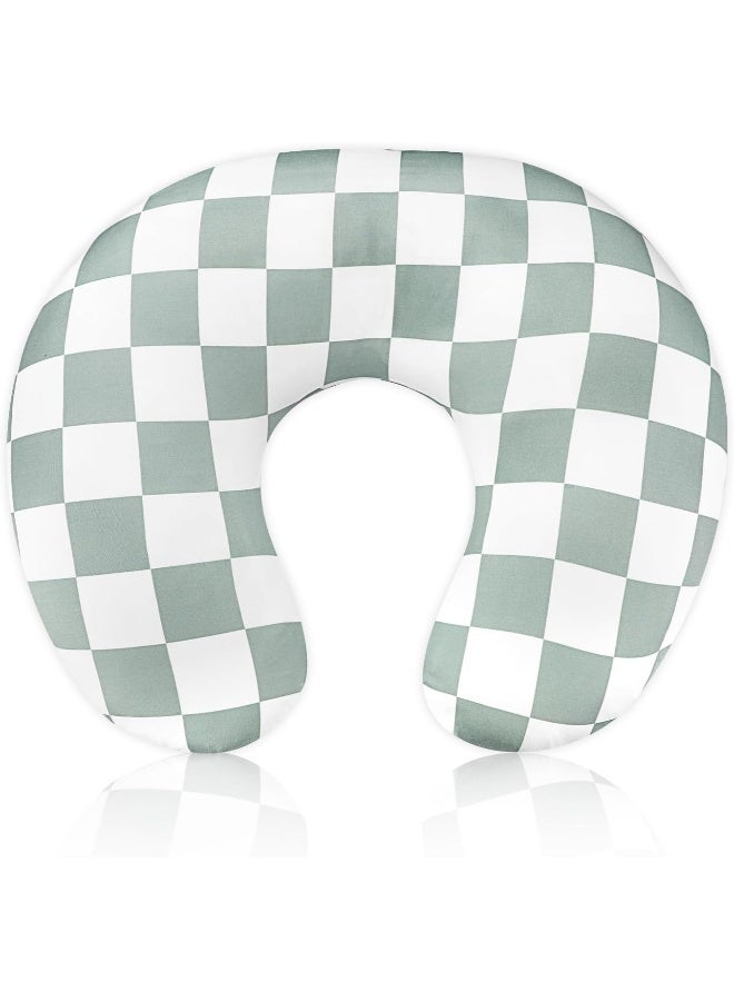 DILIMI Nursing Pillow Cover, Stretchy Removable Case for Breastfeeding Pillows, Ultra Soft Comfortable Slipcover for Baby Girl and Boy, Checkerboard Grid - Image 1