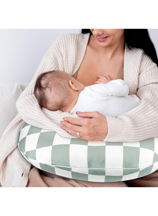 DILIMI Nursing Pillow Cover, Stretchy Removable Case for Breastfeeding Pillows, Ultra Soft Comfortable Slipcover for Baby Girl and Boy, Checkerboard Grid - Image 5