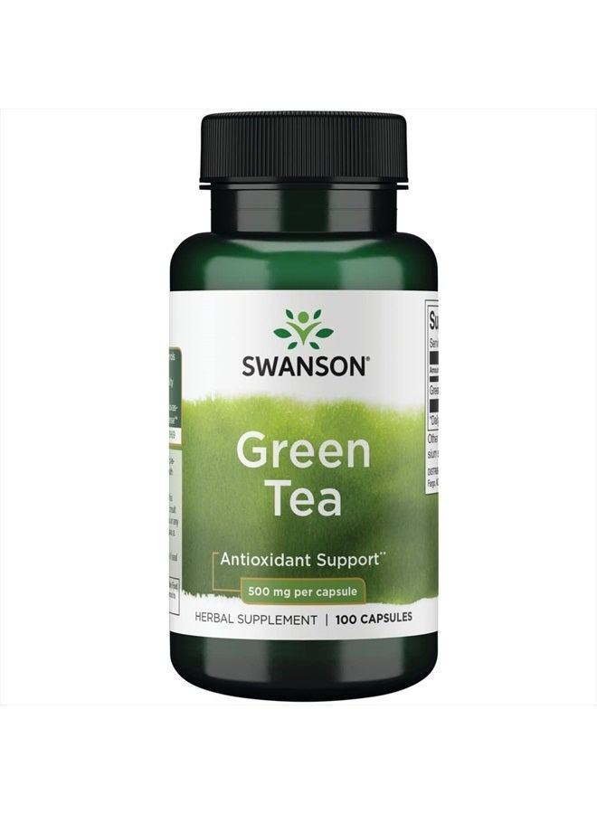 SWANSON Green Tea Extract Supplement: 500 MG Green Tea Leaf Powder - Antioxidant Rich Supplements to Aid Weight Management - 100 Capsules - Image 1