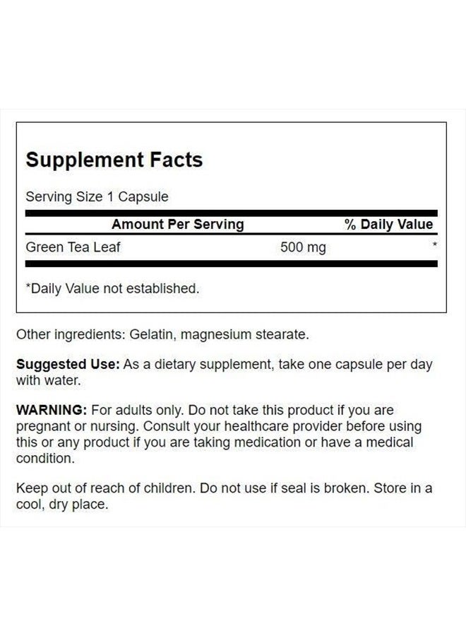 SWANSON Green Tea Extract Supplement: 500 MG Green Tea Leaf Powder - Antioxidant Rich Supplements to Aid Weight Management - 100 Capsules - Image 2
