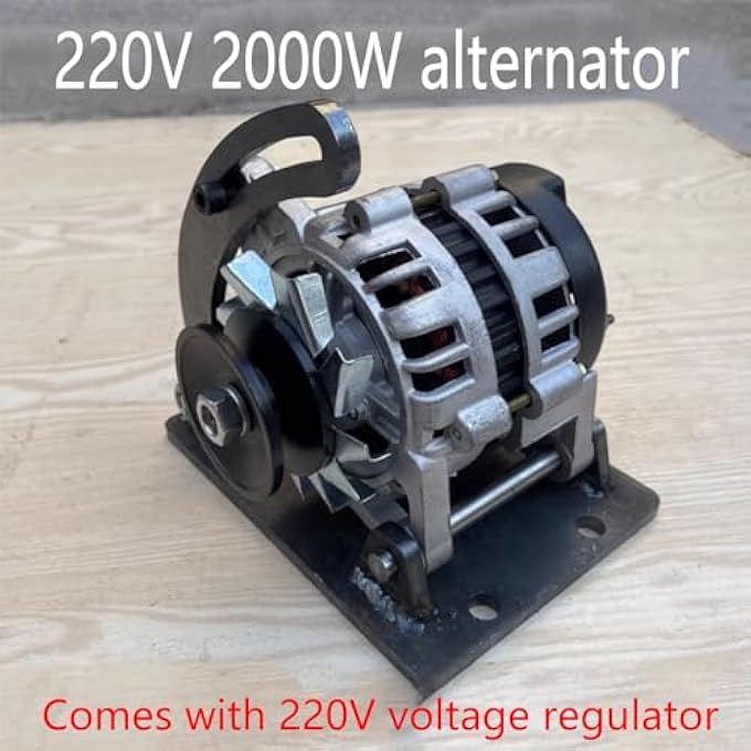 OLONETO 2000W 220V Permanent Magnet Brushless Alternator, High Power Household Pulley Model With Bracket, Pure Copper Coil For DIY Or Off-Grid Power Supply - Image 2