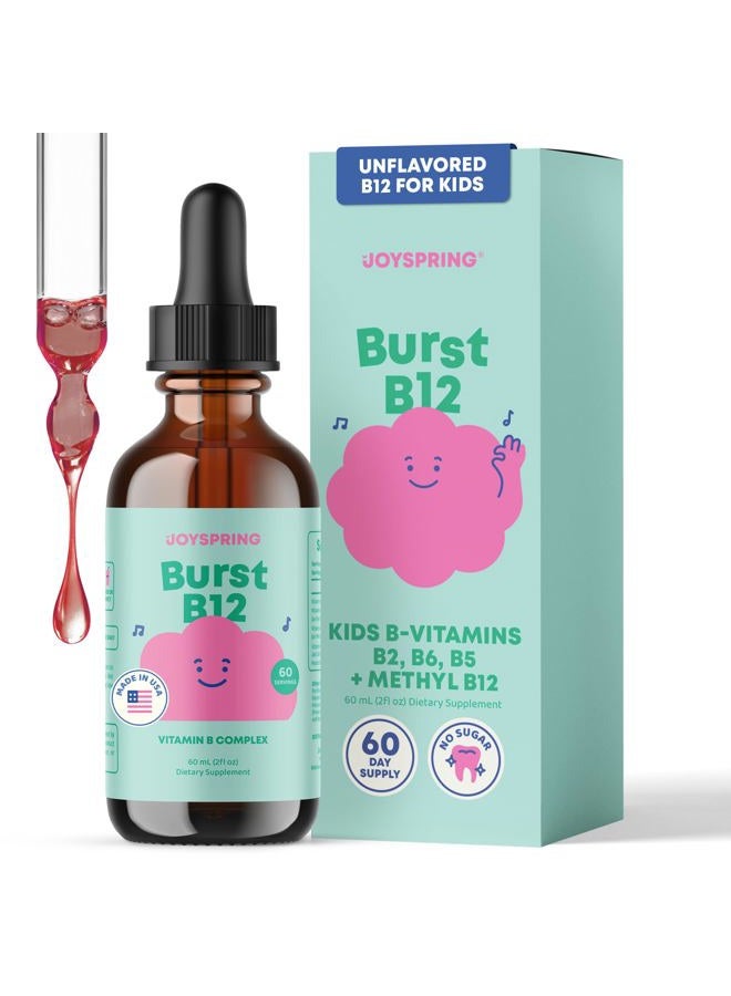 JoySpring Liquid B Complex for Kids - Kids B Complex B2, B6, B12 & B5 - Vitamin B Complex Liquid May aid in Immunity & Mood - Sugar Free B Complex Vitamin Supplement for Kids & Adults - Vitamin B12 60 Servings - Image 1