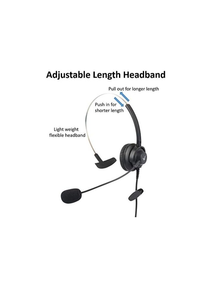 Generic - Call Center Headset, Single Ear Wired Headset Noise Canceling Sensitive Reception For Business For Office - Image 1