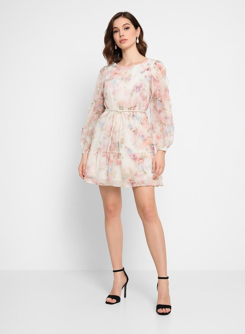 YAS Printed Puff Sleeve Dress - Image 1