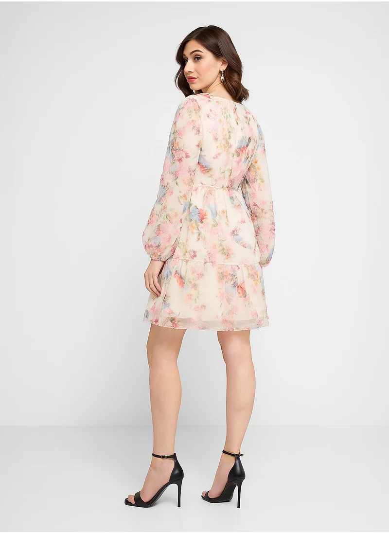 YAS Yasallegra Printed Puff Sleeve Dress