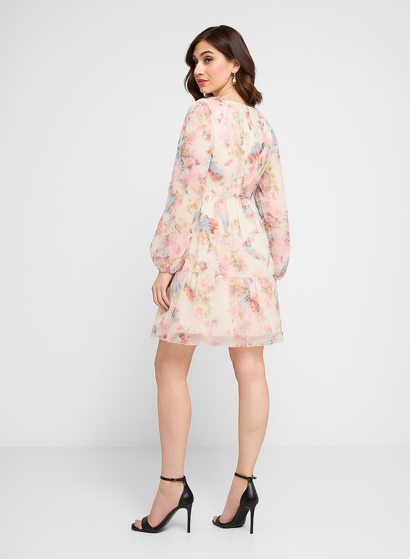 YAS Printed Puff Sleeve Dress - Image 2
