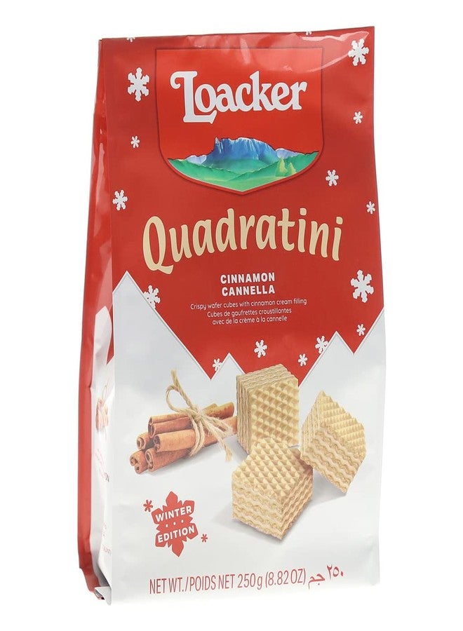 Loacker Quadratini Cinnamon Wafer Cookies LARGE - Limited Holiday Edition Premium Crispy Bite Size Wafers with Cinnamon Cream Filling - 30% Less Sugar - Resealable Family Pack - LARGE Snack Bag 250g/8.82oz, Multipack of 6 - Image 2