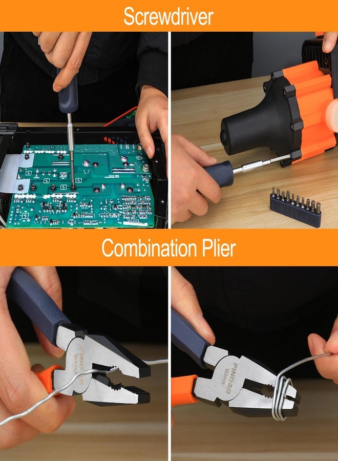 Finder Small Tool Kit 19 Piece General Household Tool Set, Mini Tool Kit Basic Hand Tools Kit with Plastic Toolbox Storage Case for Home Repair (Orange) - Image 4