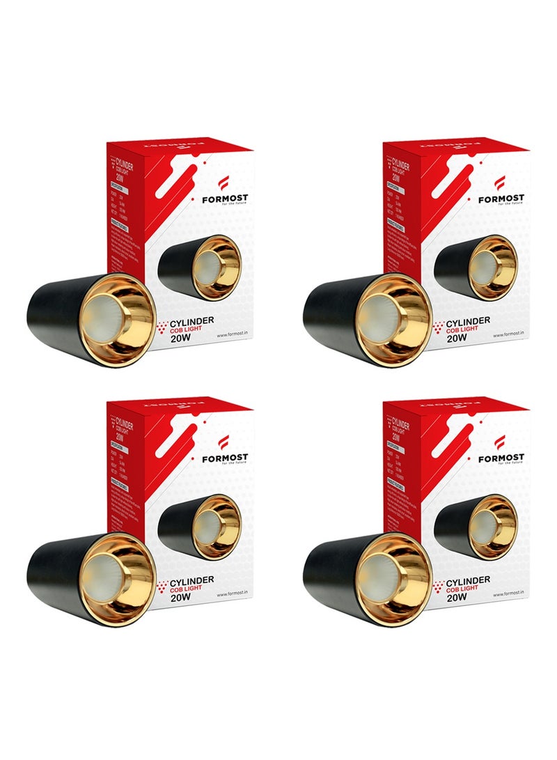 FORMOST FORMOST LED COB Cylinder Surface Light with Black Body | Indoor Ceiling Mounted Spot Light | Warm White (20W, Pack of 4)  - Image 1