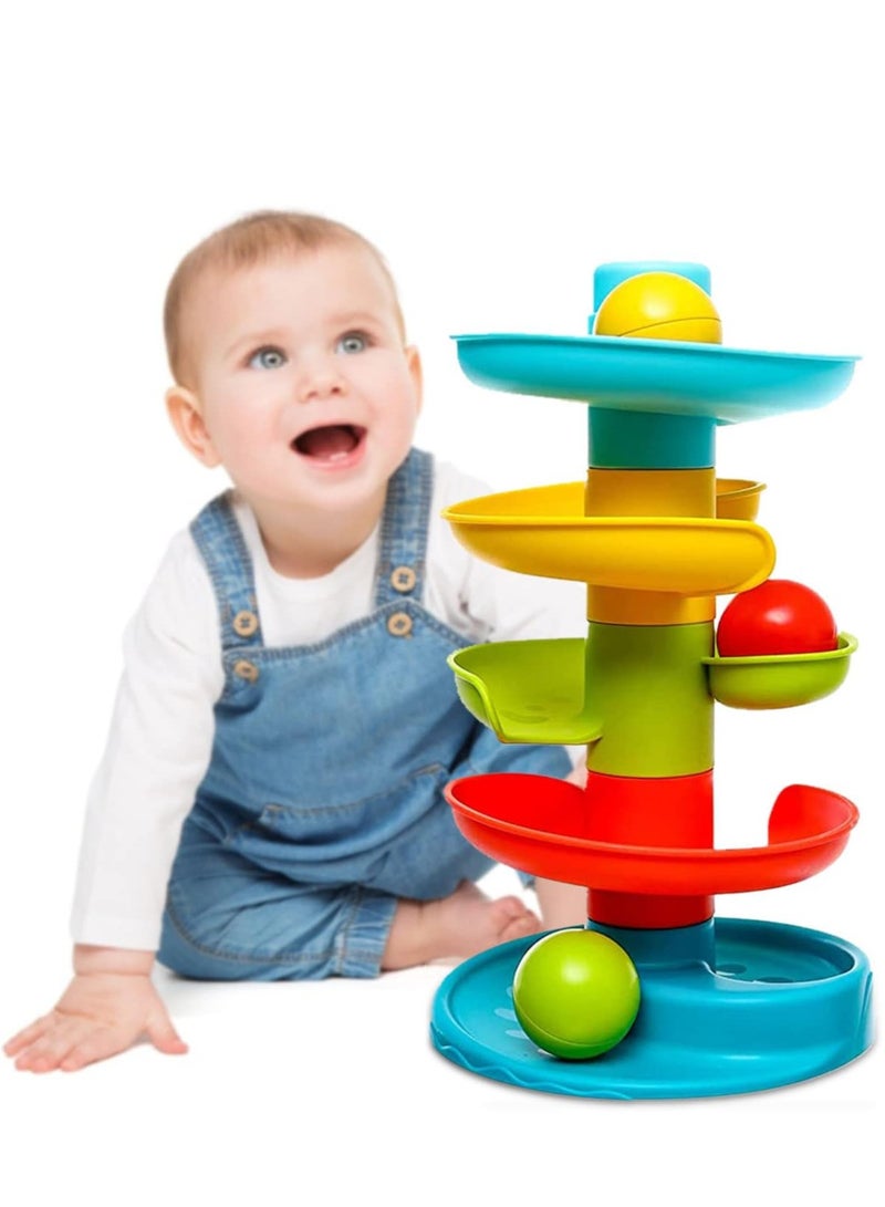 بيبي 5 طبقة لفة الكرة برج الكرة للأطفال الصغار الكرة قطرة ولفة برج الدوامة مع 4 طبقات 3 كرات نشاط التطوير التعليمي ألعاب الكرة للأطفال ألعاب برج الكرة المنحدر للطفل 1+ سنوات - Image 1