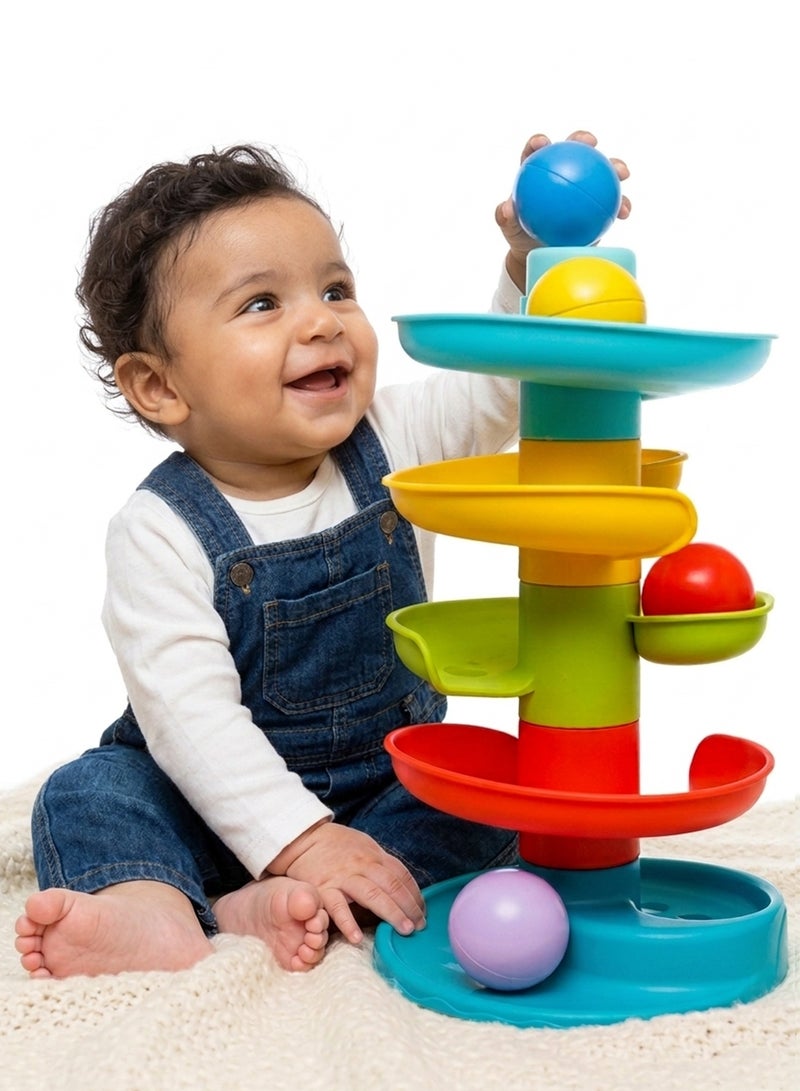 BAYBEE 5 Layer Roll Ball Baby Ball Tower for Toddlers Ball Drop and Roll Swirling Tower with 4 Tier 3 Balls Educational Development Activity Ball Toys for Kids Ball Tower Ramp Toys for Baby  1+ Years - Image 1