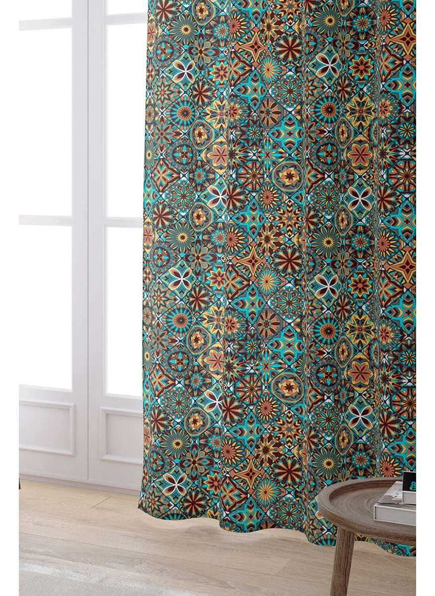 Cango Home Brown Retro Vintage Patterned Digital Printed Curtain OTYK006-PR