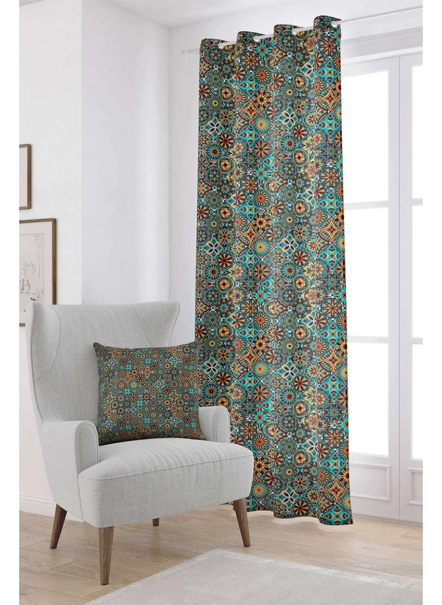 Cango Home Brown Retro Vintage Patterned Digital Printed Curtain OTYK006-PR