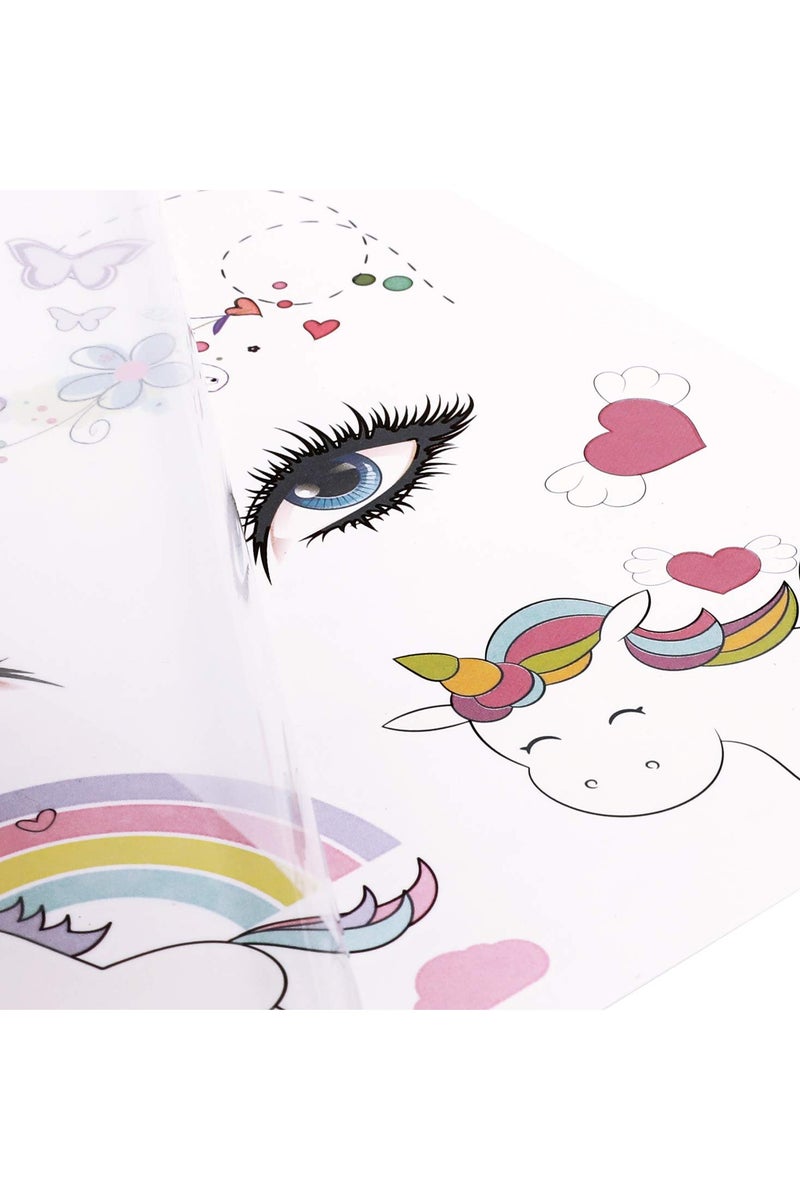 قوس قزح أورينبو مجموعة وشم وجه فراشة حورية البحر وحيد القرن للأطفال، 8 أوراق، وشم مؤقت للوجه للأطفال الأولاد والبنات، حشو حقيبة الحفلات، لوازم حفلات أعياد الميلاد، هدايا، مكياج آمن على البشرة - Image 3