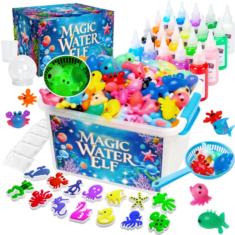 CUBETOOU Magic Water Elf Toy Kit 20 Gels 15 Molds Craft Art Kits for Kids Girls Boys Age 3 4 5 6 7 8 9 10 11 12 year old Aqua Fairy Make Your Own Water Pets Squishy Maker Toy Birthday Gift Party Favors - Image 3