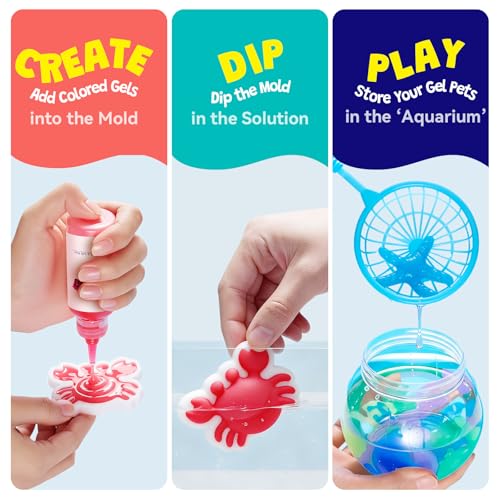 CUBETOOU Magic Water Elf Toy Kit 20 Gels 15 Molds Craft Art Kits for Kids Girls Boys Age 3 4 5 6 7 8 9 10 11 12 year old Aqua Fairy Make Your Own Water Pets Squishy Maker Toy Birthday Gift Party Favors - Image 5