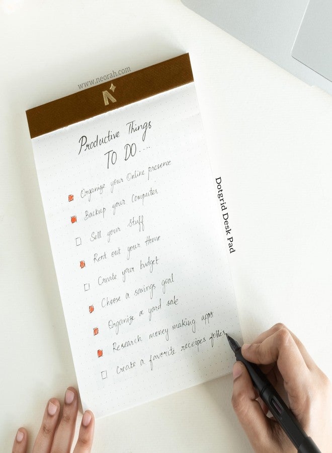 NEORAH - A5 Note Pad/Memo Book | Pack of 2 | Dotted pages | 120 Gsm | 64 Tear Off Sheets /128 Pages | Legal Writing Pad, Office Note Pad - Things to Do | Scribbling Pad | Notepad For Writing - Brown - Image 2