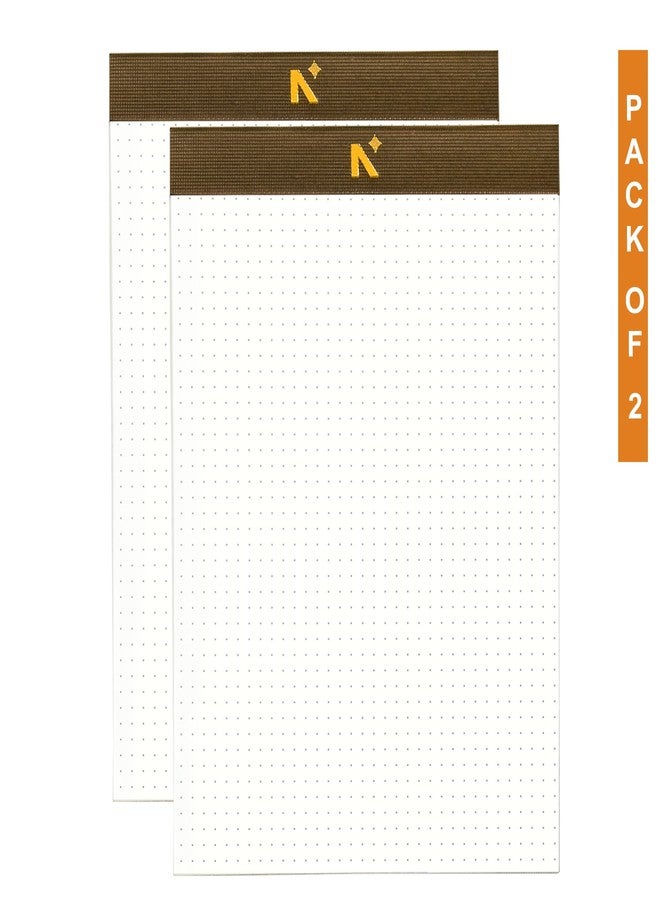 NEORAH - A5 Note Pad/Memo Book | Pack of 2 | Dotted pages | 120 Gsm | 64 Tear Off Sheets /128 Pages | Legal Writing Pad, Office Note Pad - Things to Do | Scribbling Pad | Notepad For Writing - Brown - Image 1