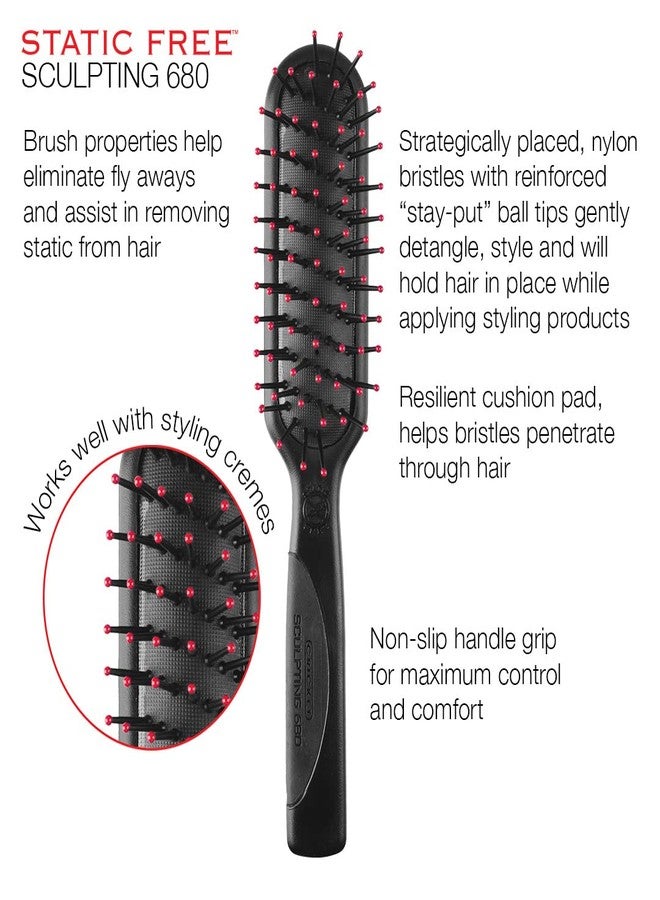 Cricket Static Free Sculpting 680 Cushion Hair Brush - Anti-Static Nylon Bristles, Non-Snag and Scalp-Friendly Design, Padded Cushion with Non-Slip Handle for Effortless Styling on All Hair Types - Image 4