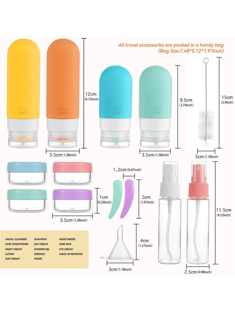 Fanski 16 Pack Travel Bottles Set - TSA Approved Leak Proof Silicone Squeezable Containers for Toiletries, Conditioner, Shampoo, Lotion & Body Wash Accessories - Image 2