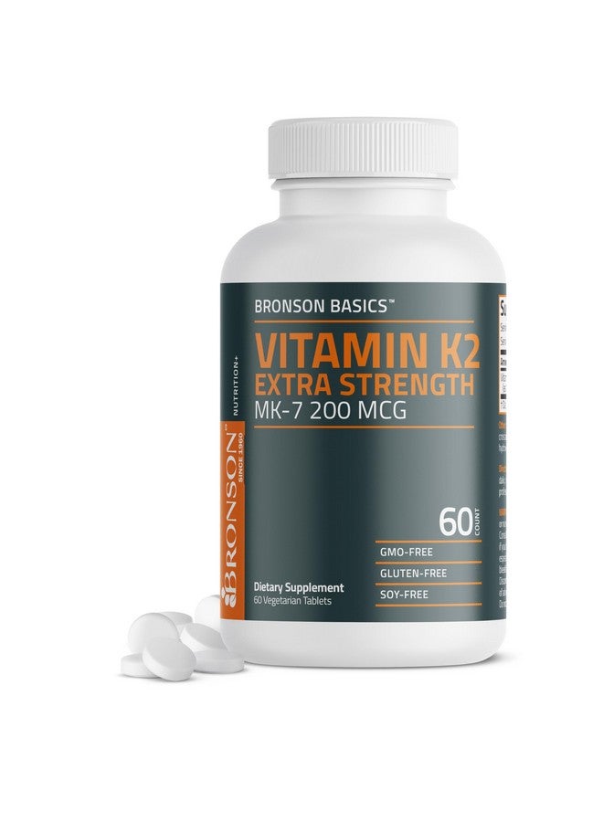 Bronson Vitamin K2 MK-7 200mcg Extra Strength, 60 Vegetarian Tablets - Image 1