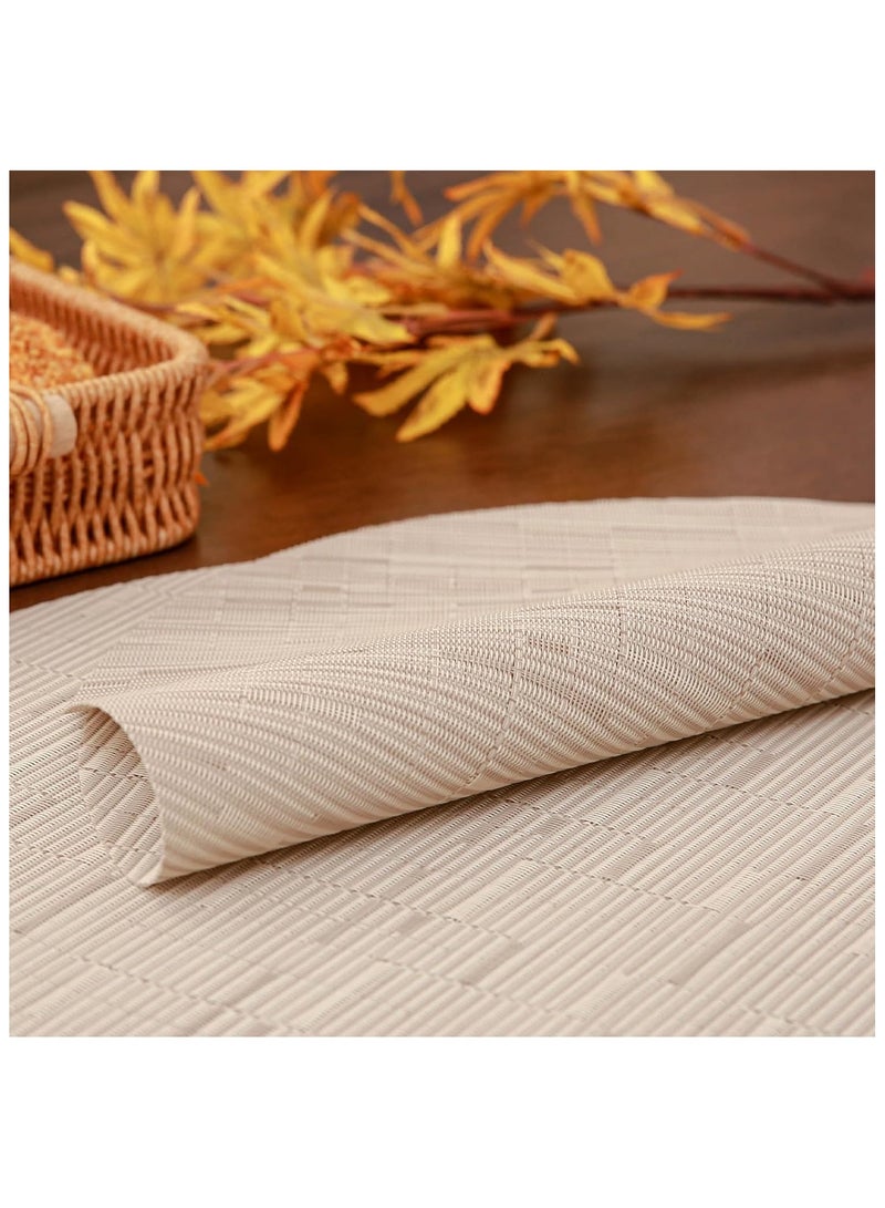 آنا 4 قطع حصائر طعام دائرية 35 سم من PVC بتصميم تقليد الخيزران - مانعة للتسرب والماء ومقاومة للحرارة، مثالية لتناول الطعام العائلي والأنشطة الخارجية - Image 3