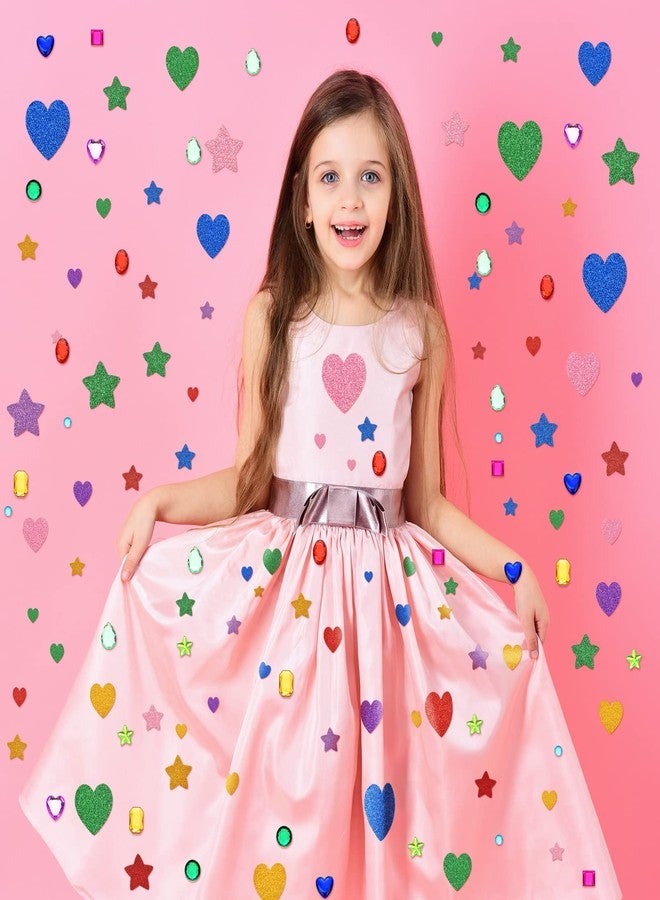 Marspark 678 Pieces Colorful Glitter Foam Stickers for Kids Self Adhesive Stars Heart Shapes Glitter Jewels Gem Stickers Rhinestone for Party Birthday Holiday Crafts Gems Bling Jewels - Image 4