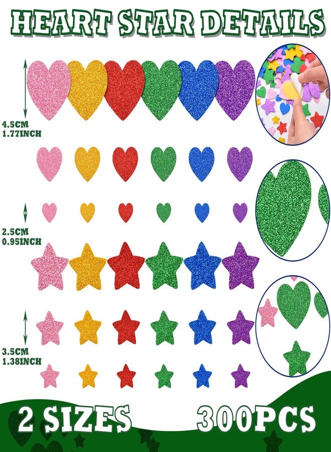 Marspark 678 Pieces Colorful Glitter Foam Stickers for Kids Self Adhesive Stars Heart Shapes Glitter Jewels Gem Stickers Rhinestone for Party Birthday Holiday Crafts Gems Bling Jewels - Image 2