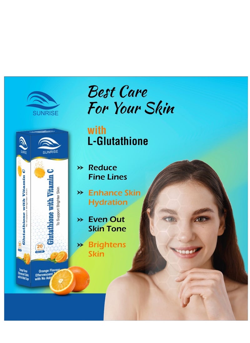SUNRISE Glutathione 500mg With Vitamin C for Brighter Skin- 20 Effervescent Tablets | Pack of 5  - Image 3