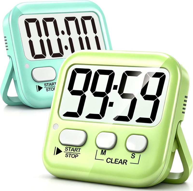 Antonki 2 Pack Digital Timer for Kids, Magnetic Countdown Kitchen Timers for Cooking, Egg, Classroom, Teacher, Exercise, Study, Oven - Battery Included - Image 1