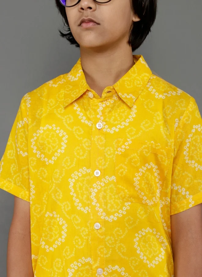 AKS Yellow Printed Casual Shirt for Boys