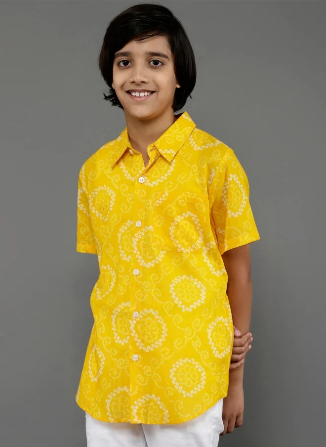 AKS Yellow Printed Casual Shirt for Boys