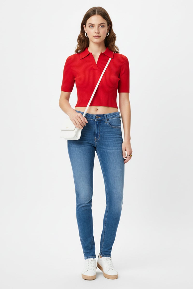 Replay Women Skinny Fit Washed Stretchable Denim Jeans, Blue - Image 5