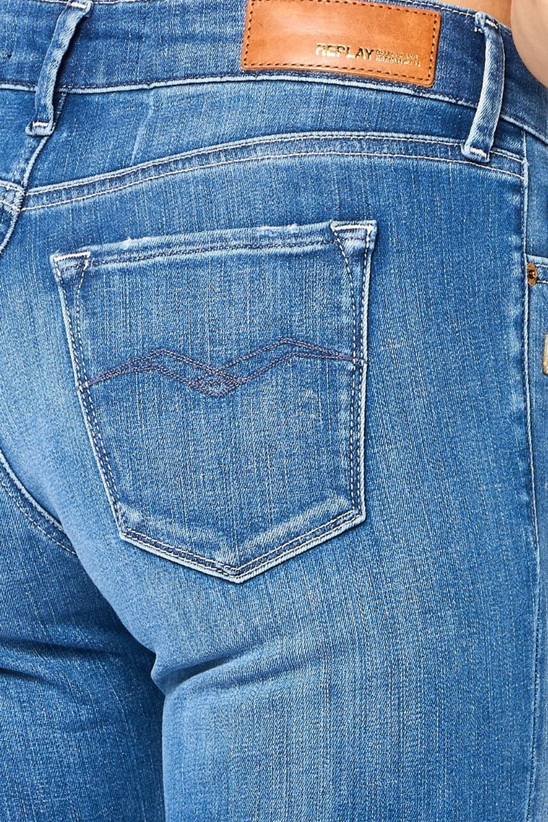 Replay Women Skinny Fit Washed Stretchable Denim Jeans, Blue - Image 5