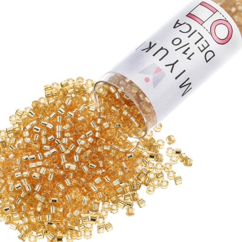 Miyuki Delica Seed Beads Size 110 16 mm DB0042 SilverLined Gold 72 g Approx 1440 Beads Made in Japan - Image 1