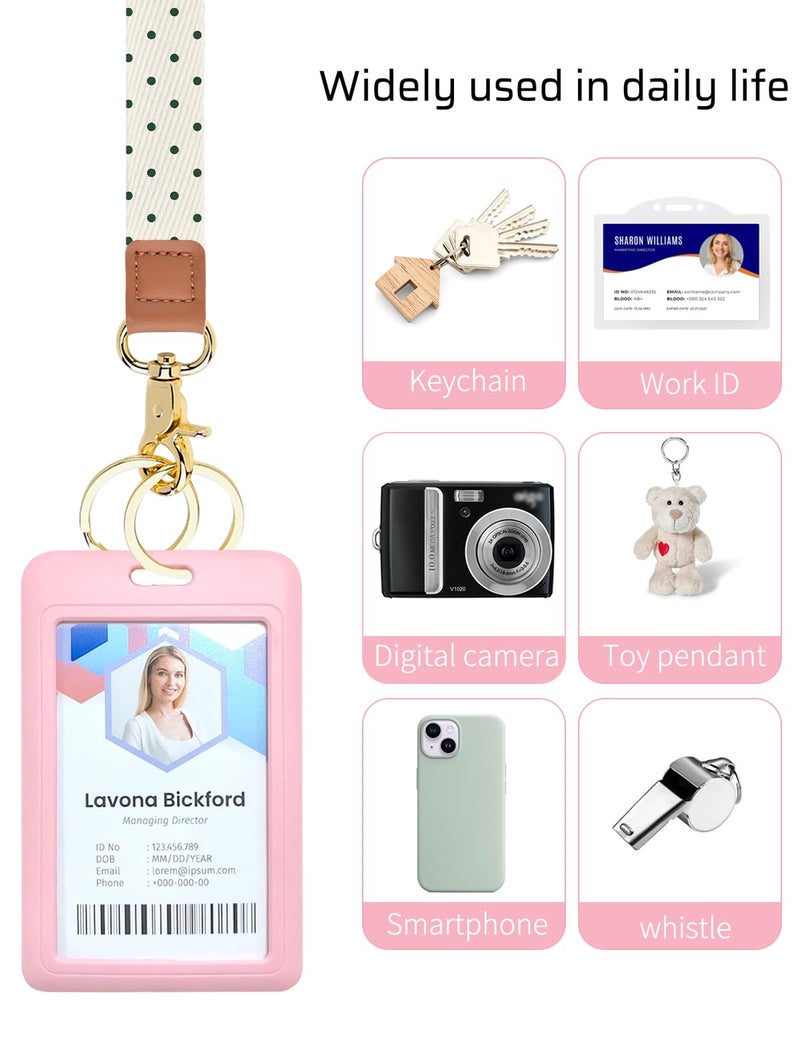 Knagsfa Lanyards for Keys, Neck Lanyards for ID Badges with Metal Hook, Cute Lanyard Keychain for Women, Beige Polka Dots - Image 5