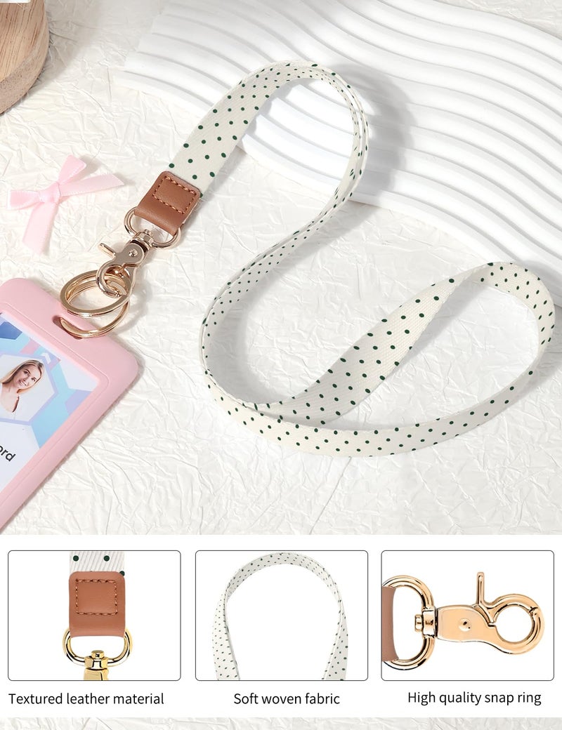 Knagsfa Lanyards for Keys, Neck Lanyards for ID Badges with Metal Hook, Cute Lanyard Keychain for Women, Beige Polka Dots - Image 4
