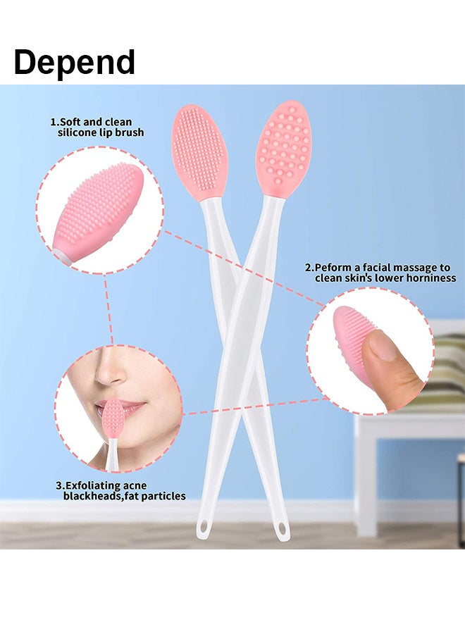 فرشاة تطهير الوجه السيليكون ، 2 قطعان فرك الوجه من السيليكون وفرشاة تقشير شفة 2pcs لمقشرات صغيرة حساسة للجلد الجاف ، مجموعة من 4 - Image 3