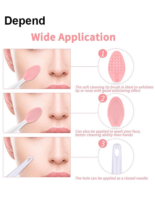 فرشاة تطهير الوجه السيليكون ، 2 قطعان فرك الوجه من السيليكون وفرشاة تقشير شفة 2pcs لمقشرات صغيرة حساسة للجلد الجاف ، مجموعة من 4 - Image 5