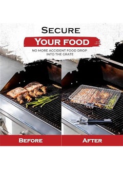 Arabest Stainless Steel Folding Grilling Basket with Handle for BBQ, Fish, Vegetables - Portable Grill Rack for Outdoor Cooking - Barbecue Accessory for Shrimp, Camping  - Image 3