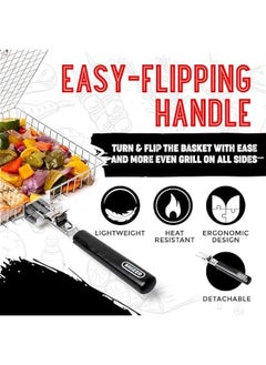 Arabest Stainless Steel Folding Grilling Basket with Handle for BBQ, Fish, Vegetables - Portable Grill Rack for Outdoor Cooking - Barbecue Accessory for Shrimp, Camping  - Image 4