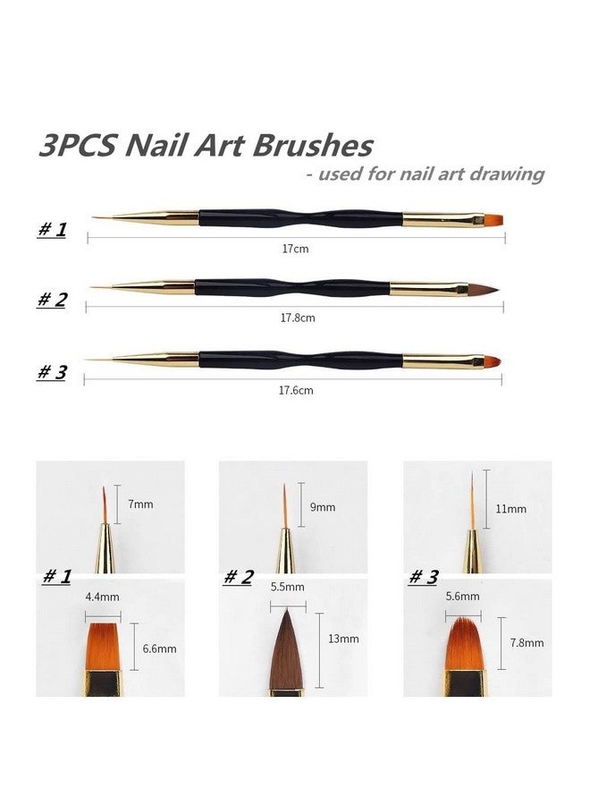 FULINJOY 5PCS Dotting Pens with 3 PCS Nail Painting Brushes, Double Ended Brush and Dotting Tool Kit, Nail Art Design Tools - Image 3