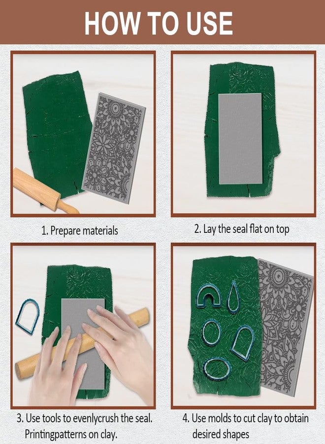 CHGCRAFT Polymer Clay Texture Sheets Mandala Lotus Rubber Polymer Clay Texture Clay Texture Mats Tool for DIY Jewelry Making Craftwork and Printing Patterns - Image 3