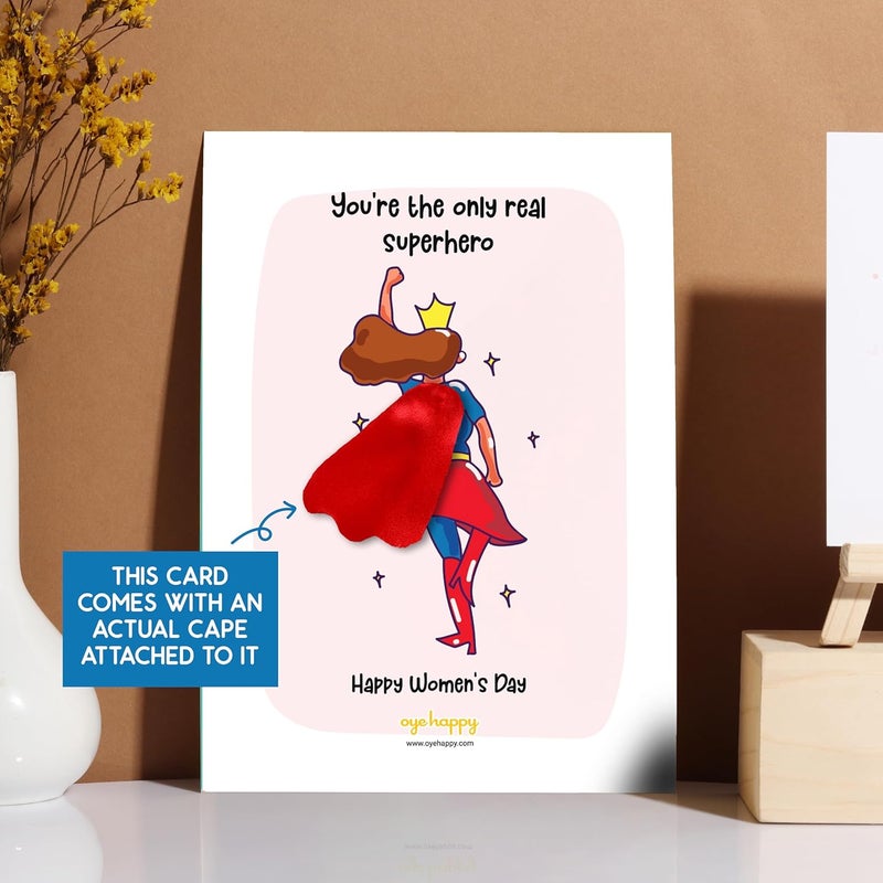 Oye Happy Women's Day Cape Card - Greeting Card for Women's Day - Women's Day Greeting for Mother, Sister, Wife, Girlfriend, Friend Colleague - Funny & Unique Women's Day Gift (Butterfly Card) - Image 4