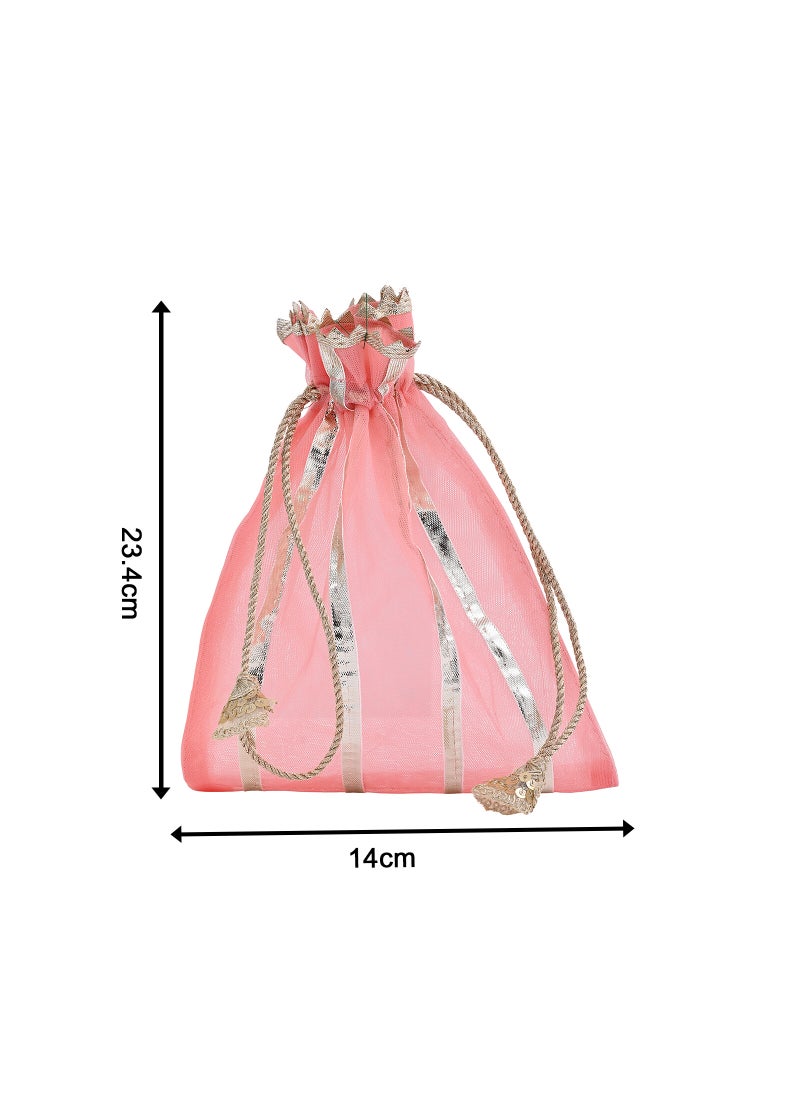 Madhoor Gota Patti Decorative Potli Gift Bag (Batwa) Multicolour for Wedding Favours, Pooja Items & Festive Gifting, 7 x 9 Inches - Image 4